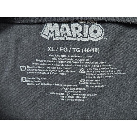 Nintendo Super Mario Rewind Characters Tee T-Shirt Adult Size L 42x44 Black - Picture 5 of 5